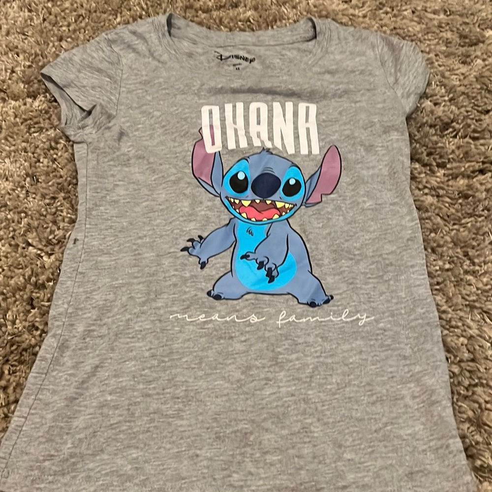 Stitch t shirt Disney grey ohana fitted